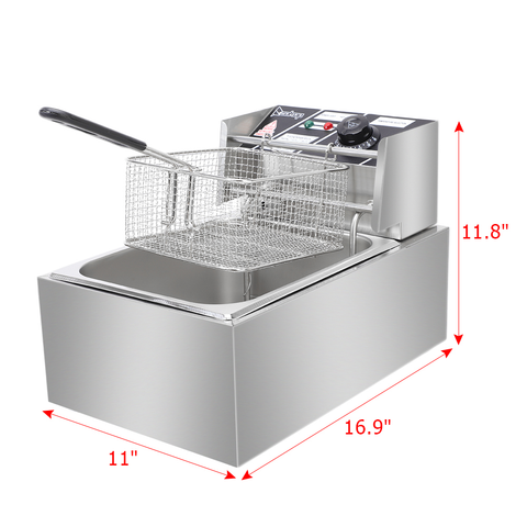 [Replace old code: 96063967] EH81 2500W 220-240V 6.3QT/6L Stainless Steel Single Cylinder Electric Fryer UK Plug