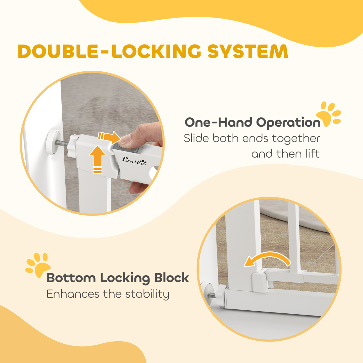 75-103 cm Pet Safety Gate Pressure Fit Stair w/ Small Door Double Locking