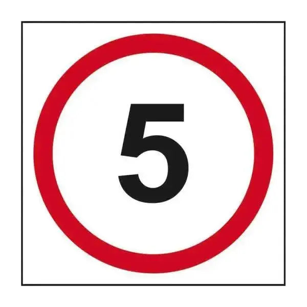 5 Mph Speed Limit Road Sign, 1.2mm Recyclable Polypropylene, W400mm x H400mm