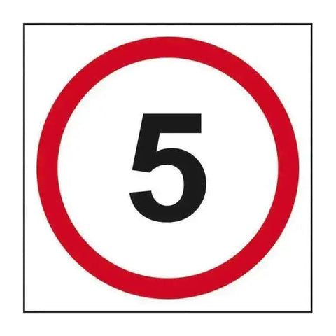 5 Mph Speed Limit Road Sign, 1.2mm Recyclable Polypropylene, W400mm x H400mm