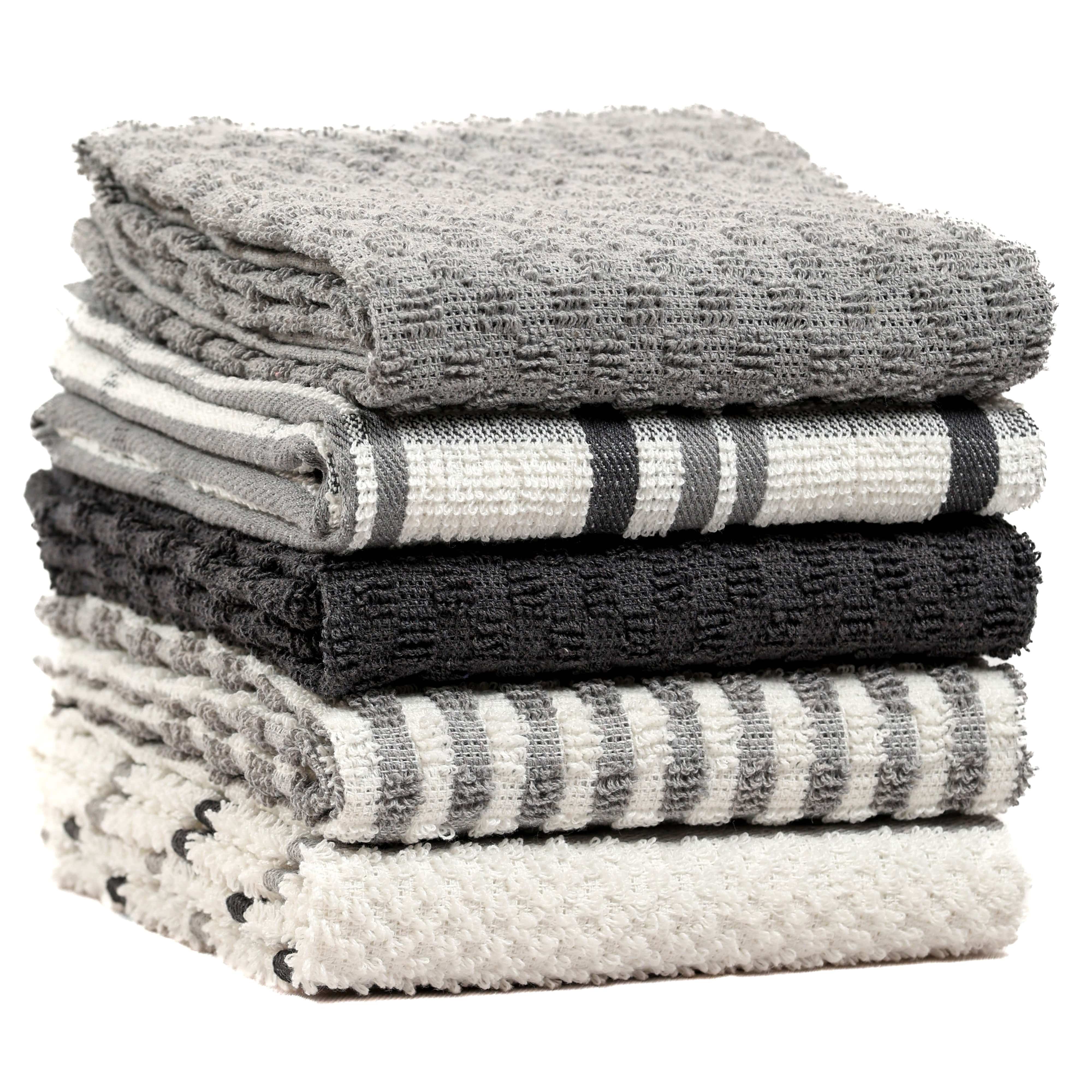 OLIVIA ROCCO 5 Pack Cotton Terry Kitchen Towels 45x65cm Super Absorbent Quick Drying Durable for Home and Professional Use