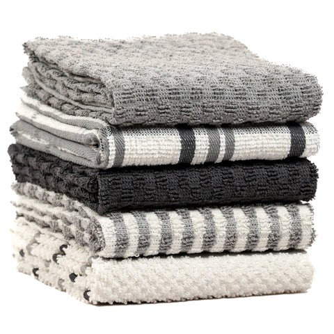 OLIVIA ROCCO 5 Pack Cotton Terry Kitchen Towels 45x65cm Super Absorbent Quick Drying Durable for Home and Professional Use