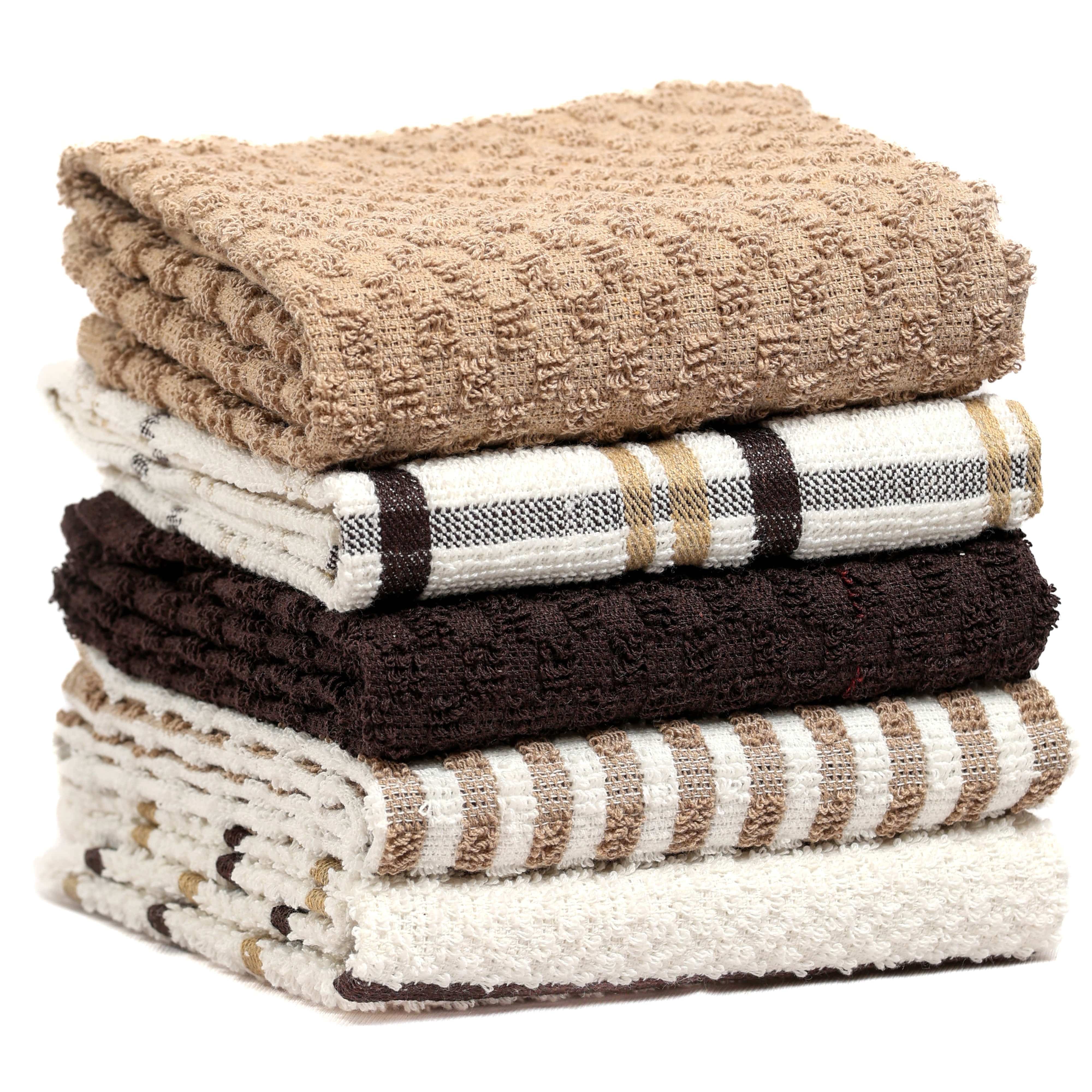 OLIVIA ROCCO 5 Pack Cotton Terry Kitchen Towels 45x65cm Super Absorbent Quick Drying Durable for Home and Professional Use