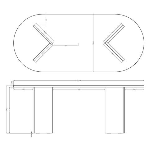 SELSEY Ovo Wood Dining Table 204x90x75cm, Wisconsin Walnut Oval Non-Extendable Design, Seats 6 to 10
