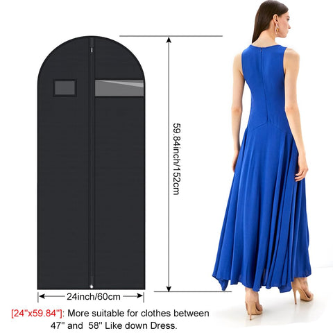 2 Pack Garment Bags Dustproof Garment Covers with Clear Window and Pocket Foldable Clothes Covers with Zip Waterproof Hanging Storage Bags for Suits