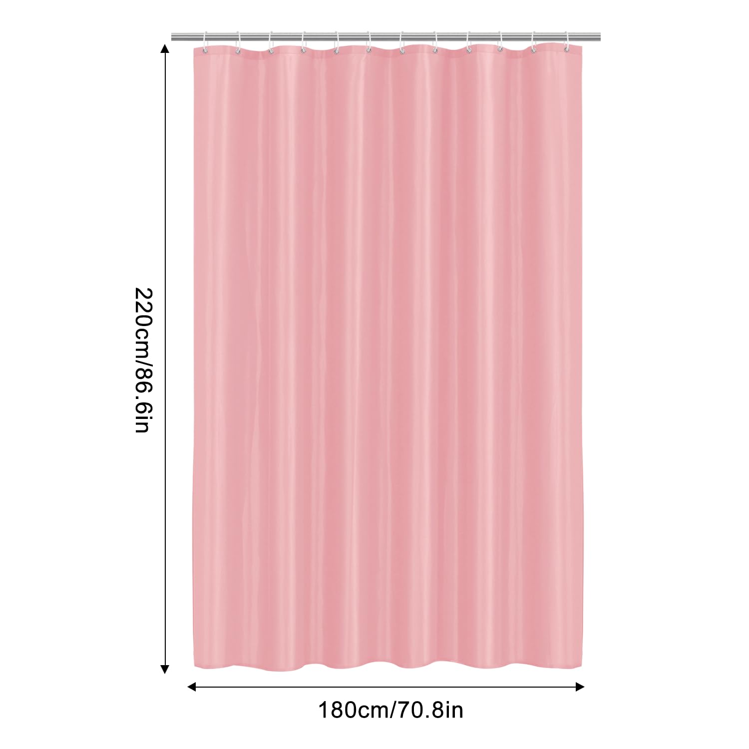 LUKDUNG 180 x 220 cm Polyester Textile Shower Curtain Anti-Mould for Bathroom, Curtain for Bathtub Shower Made of Fabric Waterproof Washable Shower