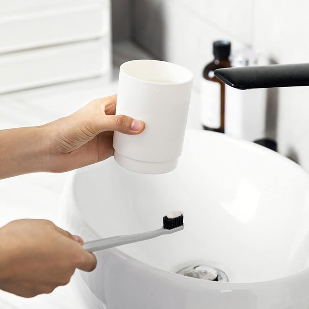 Toothbrush Cup, Toothbrush Holder Wall Mounted Self Adhesive Tooth Brushing Holder Water Cup Drink Cups For Home Bathroom Accessories(White)