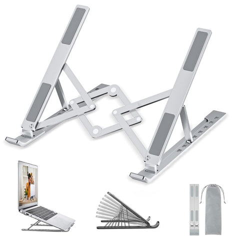 OUGEP Laptop Stand For Desk, 8 Levels Height Adjustable Aluminum Laptop Portable, Compatible with MacBook Air/Pro, HP, ASUS, Dell