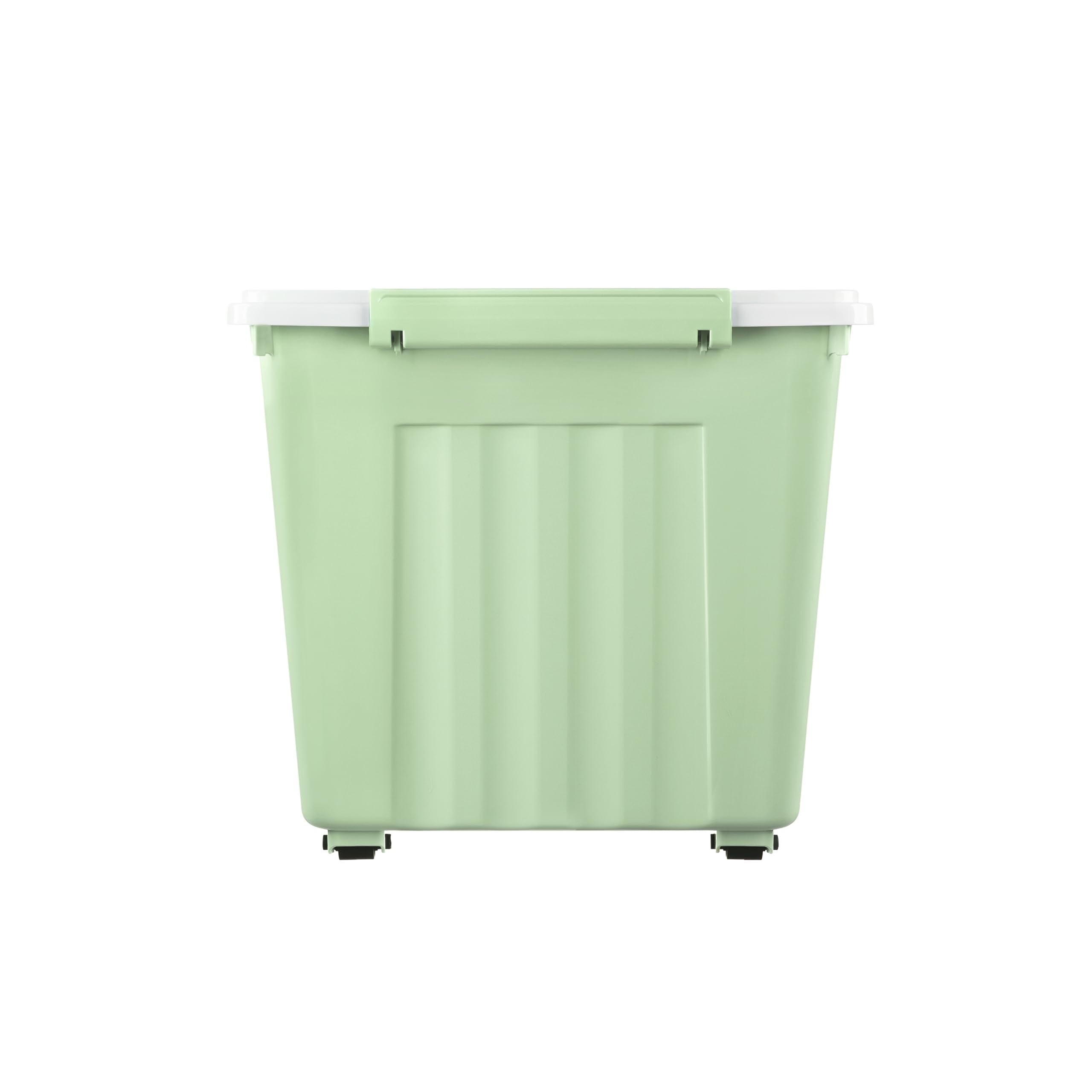 Cetomo 55L*6 Storage Boxes with Lids, Plastic Storage Box with Wheels and Secure Side Latches, Stackable & Nestable Organizer for Home, Office