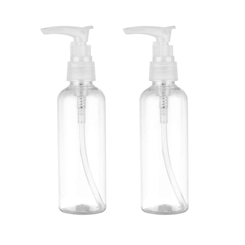 PRETYZOOM 4 pack Travel Pump Bottles 100ml Refillable Plastic Shampoo Dispenser Bottles with Pump for Lotion Liquid Soap Face Wash Essential Oil