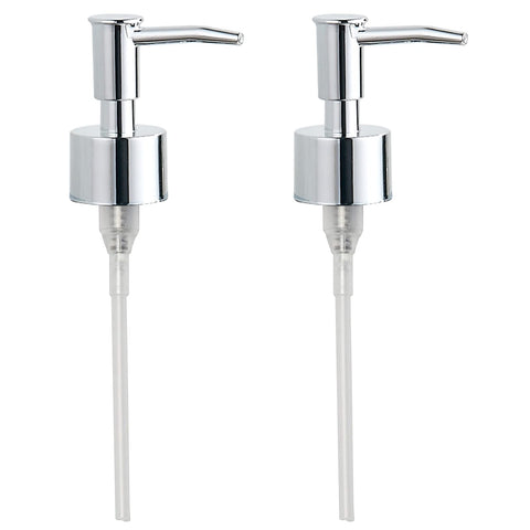 BGL Chrome Dispenser Pump Heads Pack of 2, Replacement Soap Dispenser Pump with Plastic Hose for Most Bottles (25-27 mm) Refill Soap, Detergent