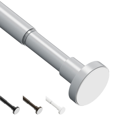 WELDUN Extendable Shower Curtain Tension Rod, 48-82CM No Drill Telescopic Shower Curtain Rod, Adjustable Spring Rod for Window Bathroom, Bedroom, Gray