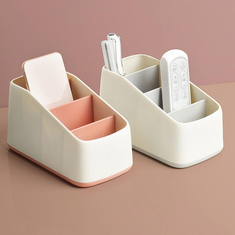 CHILDWEET Multi-Grid Remote Control Storage Box Desktop Storage Basket for Sofa Remote Control Holder Cosmetics Organizer Office Bedroom Bathroom