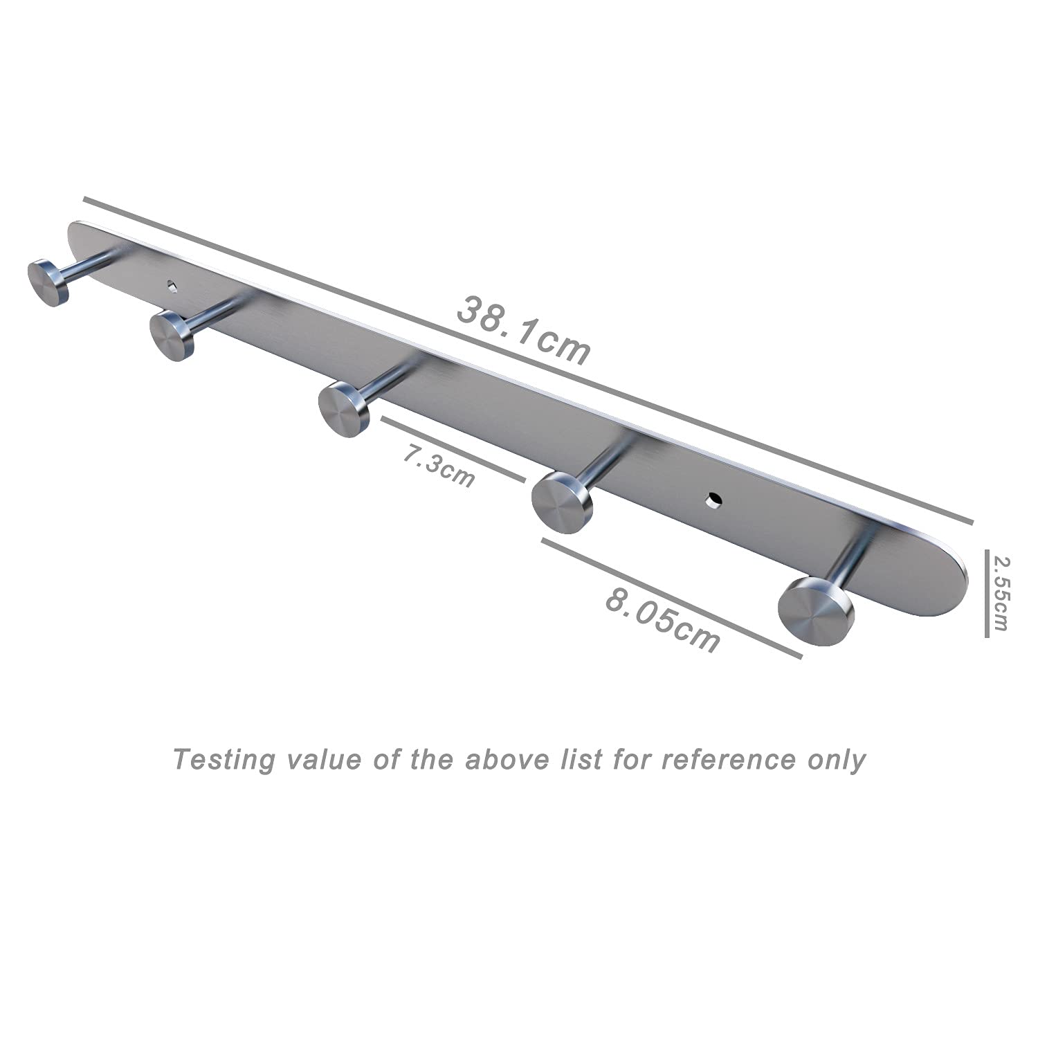 INTIRILIFE Stainless steel coat rack Modell A - 5 Hooks - coat hook rack wall mount wall hook wardrobe in 5 different designs