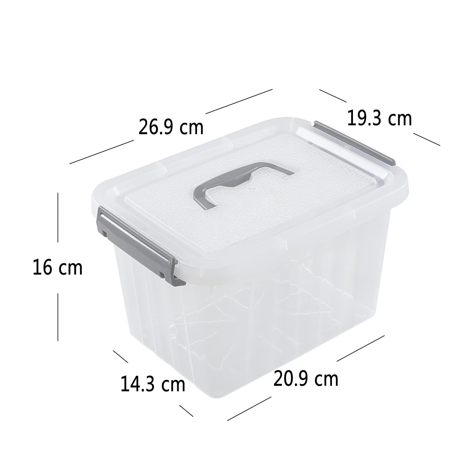 Saedy 6 L Small Lidded Storage Box, 6 Pack Plastic Latch Storage Container