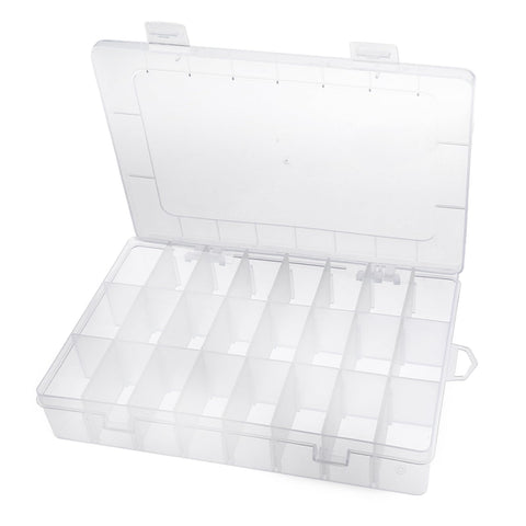 Abeillo Clear Plastic Storage Boxes, 24 Grids Clear Plastic Compartment Bead Storage Box Jewelry Organizer Case Diamond Art Painting Accessories