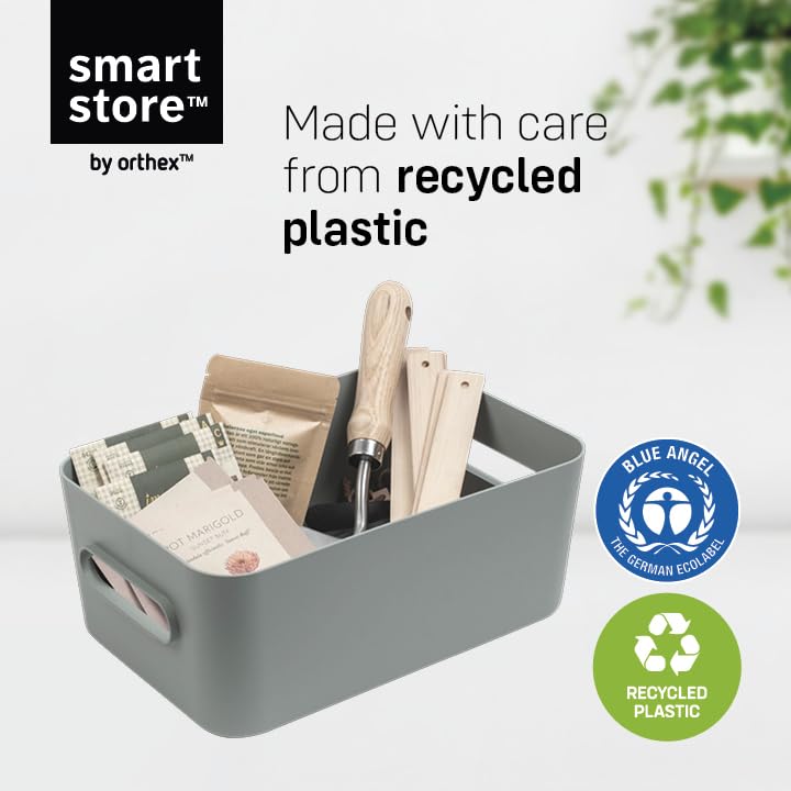 SmartStore Medium Plastic Storage Box with Handles 5× 5.3 L | Organiser Basket for Bathroom, Laundry, Kitchen, Office Drawers and Shelves