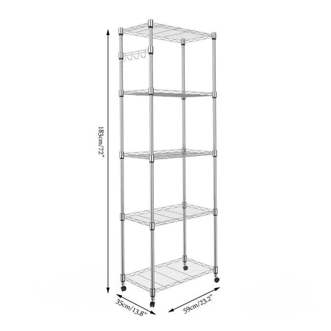 Himimi 5 Tier Wire Shelving Unit on Wheels, Kitchen Storage Unit, Adjustable Height Display Rack for Home&Kitchen 23.2 x 13.8 x 72 inch (L x W x H)