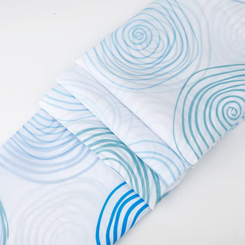 VIROSA Blue Circles Shower Curtain for Bathroom Anti Mould, Mildew Resistant | Size 180x180 cm (71 x 71 Inch) | Water Repellent Fabric