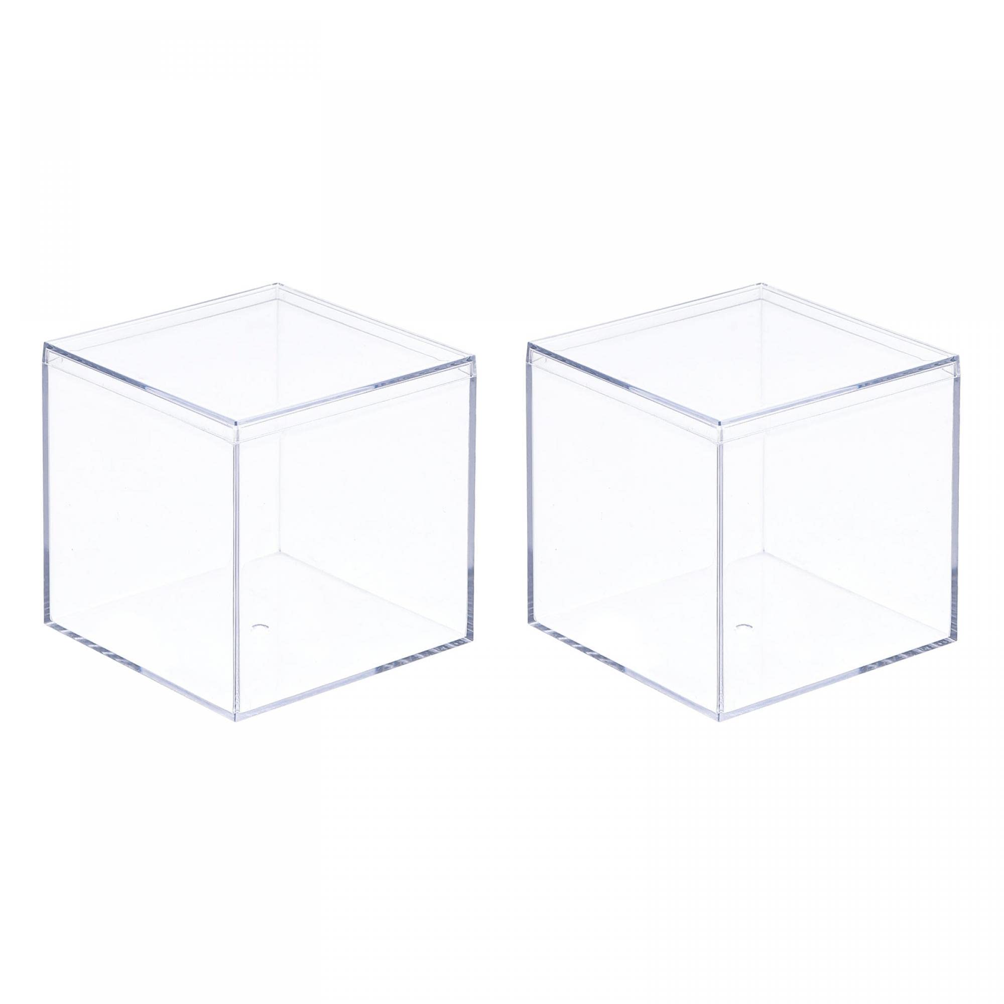 sourcing map Clear Acrylic Plastic Storage Box Square Cube Display Case with Lid, 5.1x5.1x5.1cm Container Box for Small Item, Pack of 2