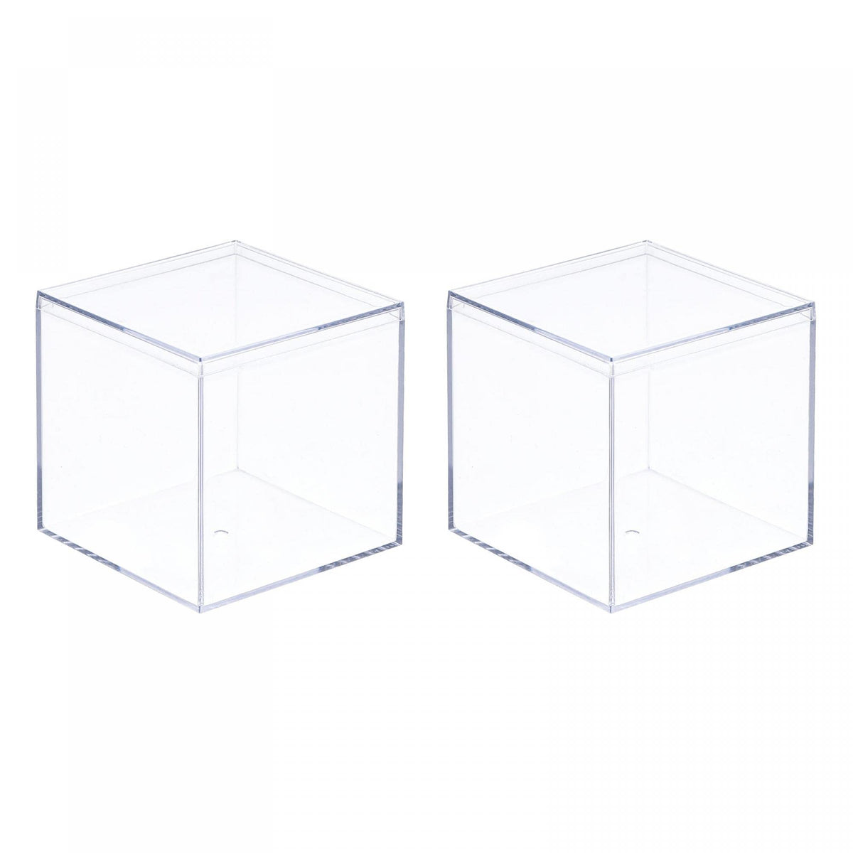 sourcing map Clear Acrylic Plastic Storage Box Square Cube Display Case with Lid, 5.1x5.1x5.1cm Container Box for Small Item, Pack of 2