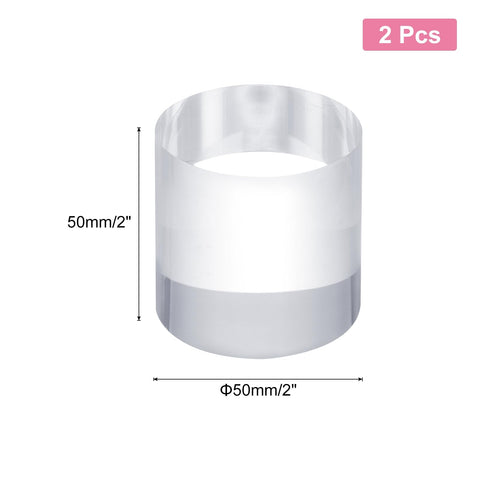 sourcing map 2pcs Acrylic Cylinder Display Blocks, 50 x 50 mm/2" x 2" Clear Jewelry Display Base Polished Cube Riser Stand Display Holder Base for