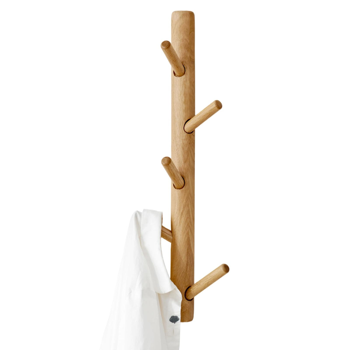TREOAKWIS Vertical Coat Rack 50cm, Wood Hat Rack Wall Mounted with 5 Hooks