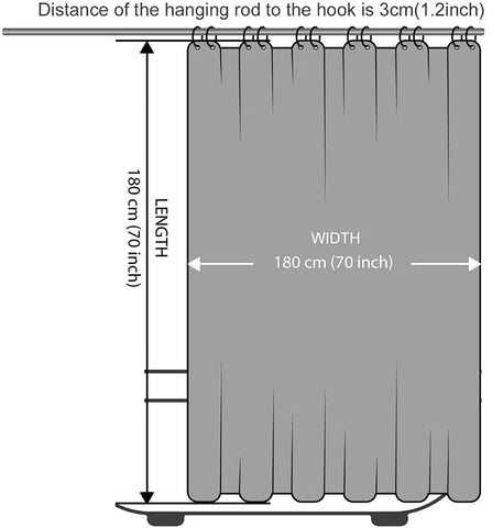 HTUK Waterproof Shower Curtains 180 x 180cm With 12 Hooks Mildew And Mould Resistant Fabric Shower Curtain 100% Polyester Diamond Pattern Shower