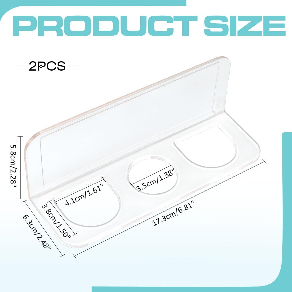 CRAFTYMELODY 2Pcs Acrylic Hair Brush Holder 3-Slot Rectangle Wall Mounted Comb Organizer Holder for Bathroom with Adhesive Stickers Clear Hairbrush