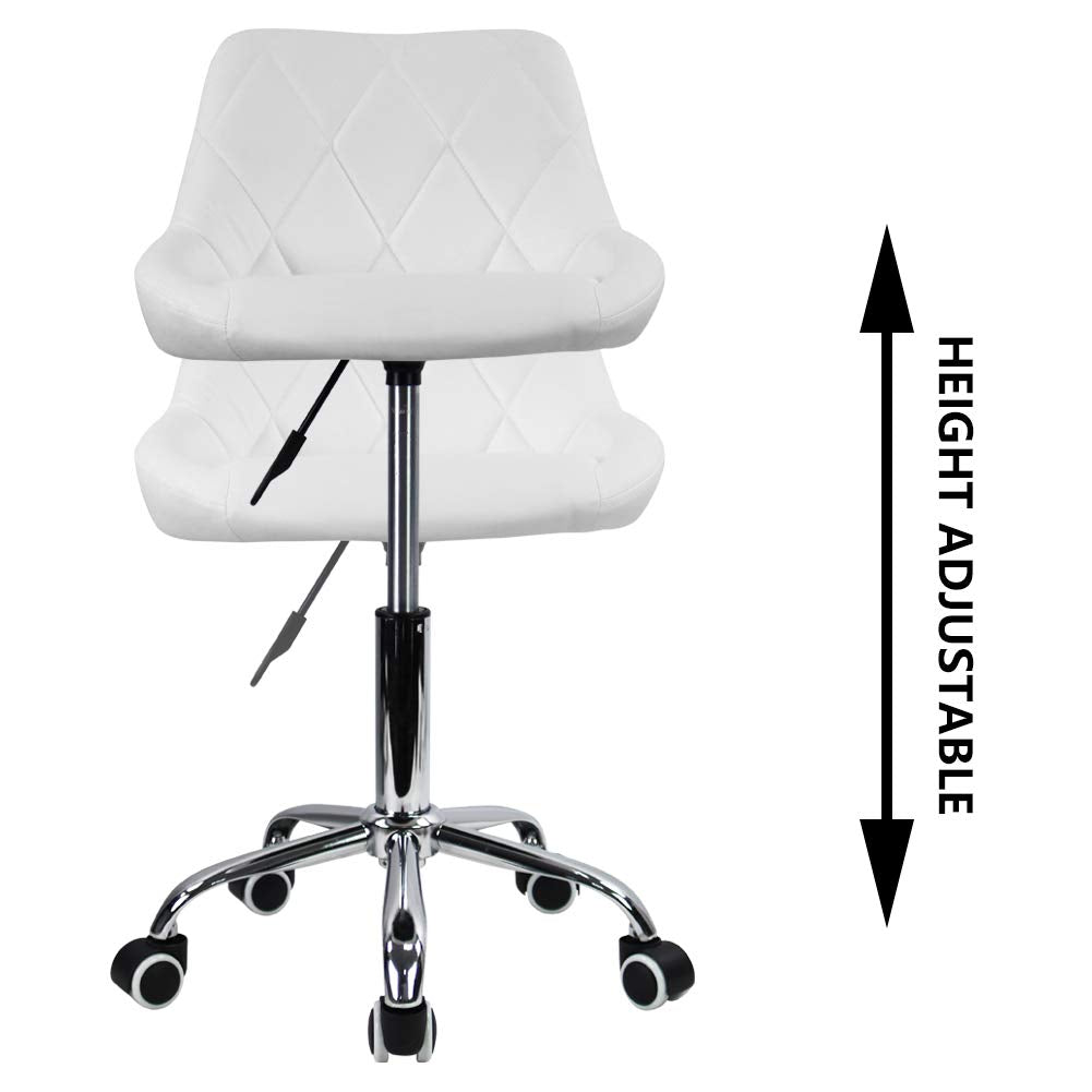 KKTONER Office Computer Desk Chair Mid Back PU Leather Height Adjustable Swivel Modern Task Chair Home Vanity Chair Drafting Work SPA Salon Stools