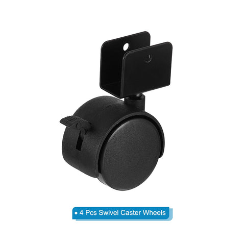 PATIKIL 2" Swivel Caster Wheels with 0.78" U Bracket, 4 Pack Mute Moving Swivel Wheel Replacement with Brake Total Load 88lbs for Cabinet Furniture