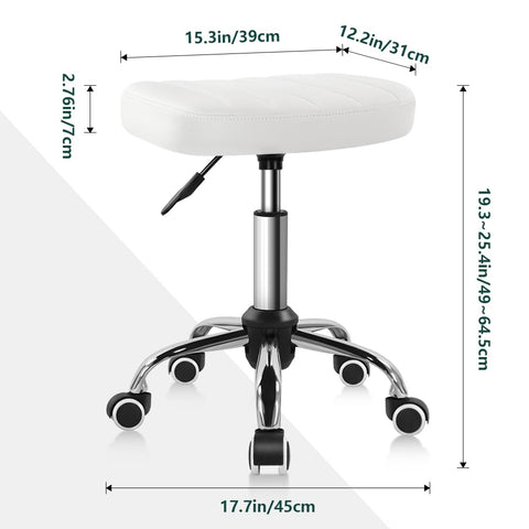 BFTOU Black Minimalist Square Swivel Stool on Wheels Perfect for Work SPA Shop Massage Height-Adjustable and Cost-Effective Rolling Stool Chair White