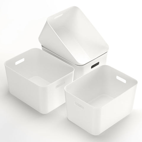 Cetomo 17L*4 Storage Basket, Plastic Open Storage Box, Containers for Shelves, Organizers with Handles for Office, Countertops, Cabinets, PP