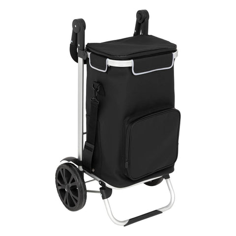 5 five simply smart 5Five 40L Shopping Trolley with Removable Insulated Bag - 2 Heavy Duty Wheels, Adjustable Handles, Multiple Pockets - Black