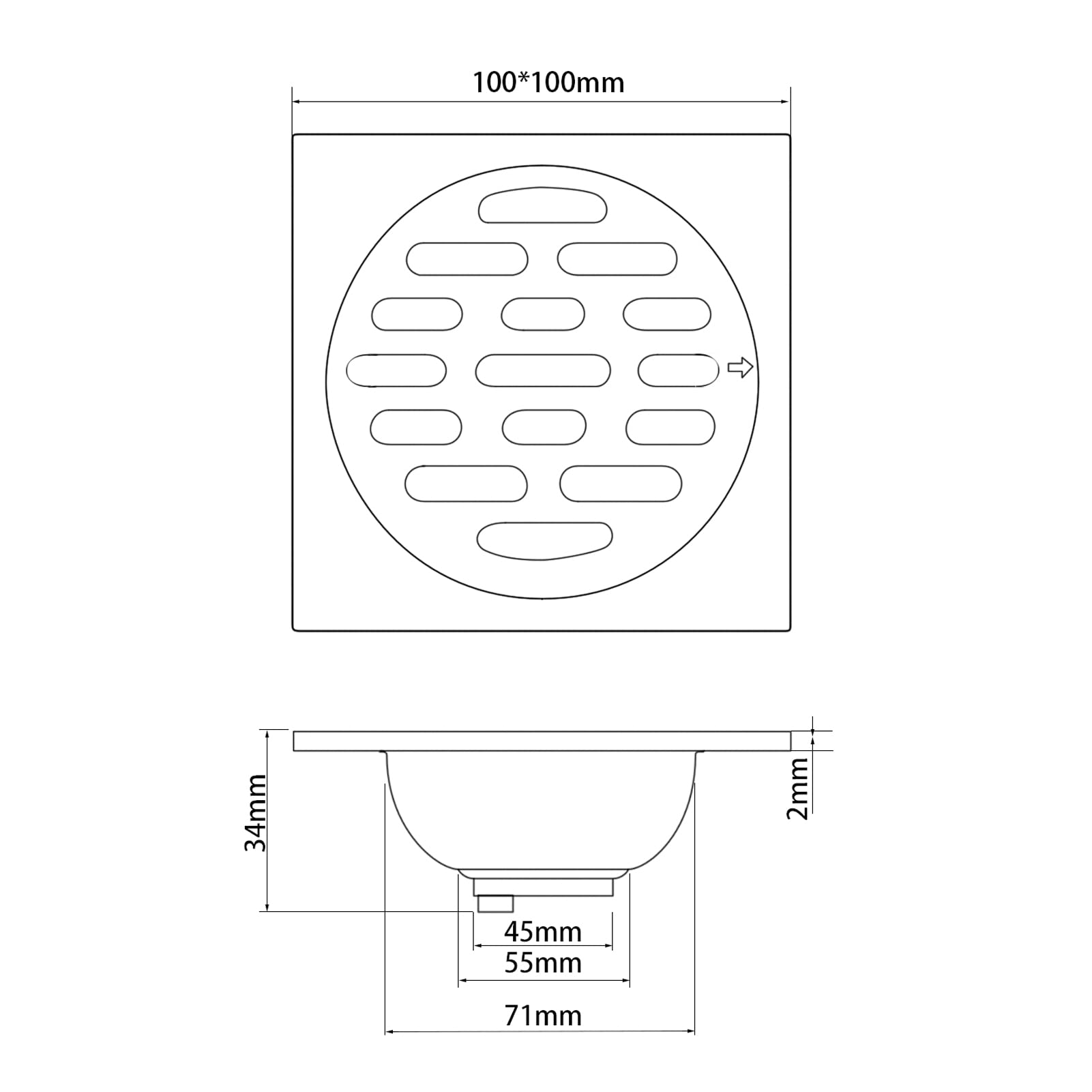 Raguso Thick Stainless Steel Square Anti-odor Bathroom Floor Drain Cover Waste Gate Shower Drainer Bathroom Kitchen(style 2)