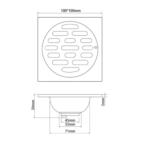 Raguso Thick Stainless Steel Square Anti-odor Bathroom Floor Drain Cover Waste Gate Shower Drainer Bathroom Kitchen(style 2)