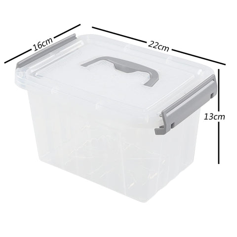 Zopnny Set of 6 Small Storage Boxes, 3 L Latch Bin with Lid/Handle, Clear