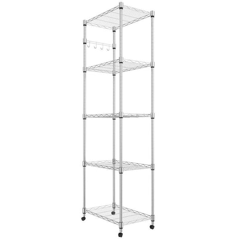 Himimi 5 Tier Wire Shelving Unit on Wheels, Kitchen Storage Unit, Adjustable Height Display Rack for Home&Kitchen 23.2 x 13.8 x 72 inch (L x W x H)
