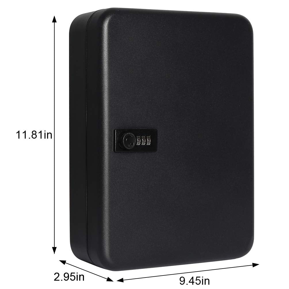 Parrency Combination Lock Key Box with 48 Hooks, Large Wall Mount Combination Lock Cabinet, 11 4/5" x 9 1/5" x 3" (Key Tags Included)