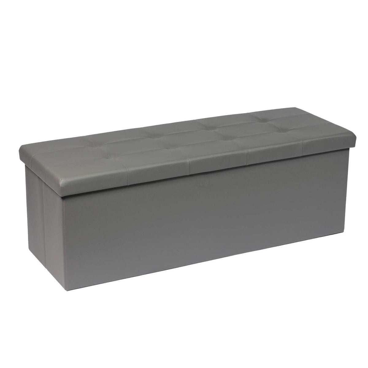 Bonlife ottoman Storage Boxes Bench Toy Box Chest Foldable Seat,End of Bed Bench,Faux Leather Foot Stool for Bedroom110x38x38cm(Light Grey)