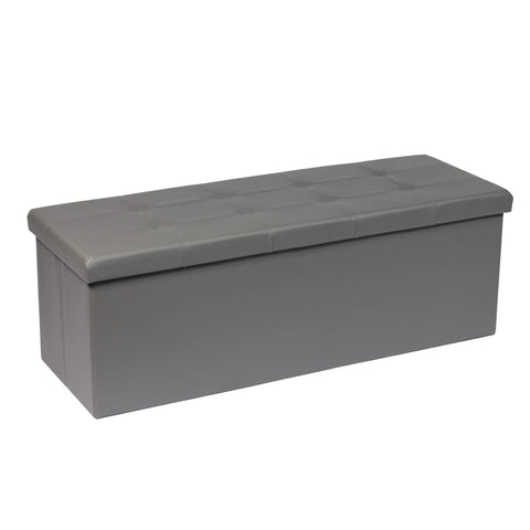 Bonlife ottoman Storage Boxes Bench Toy Box Chest Foldable Seat,End of Bed Bench,Faux Leather Foot Stool for Bedroom110x38x38cm(Light Grey)