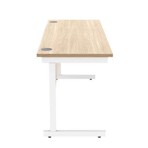 Office Hippo Essentials Rectangular Writing Computer Work Place, Home Office Desk with Cable Port Management, MFC, Canadian Oak, 160x60cm