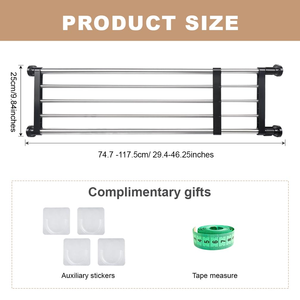 Hershii Expandable Closet Tension Shelf Rod Adjustable Metal Storage Rack Cabinet Organizer DIY Divider Separator Shelves for Wardrobe Cupboard