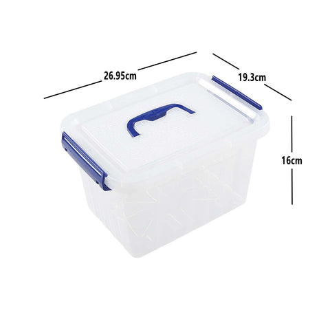 Minekkyes 6 Pack Clear Plastic Stackable Storage Boxes, Organizing Container with Handle and Secure Latching Buckles (6 Litre)