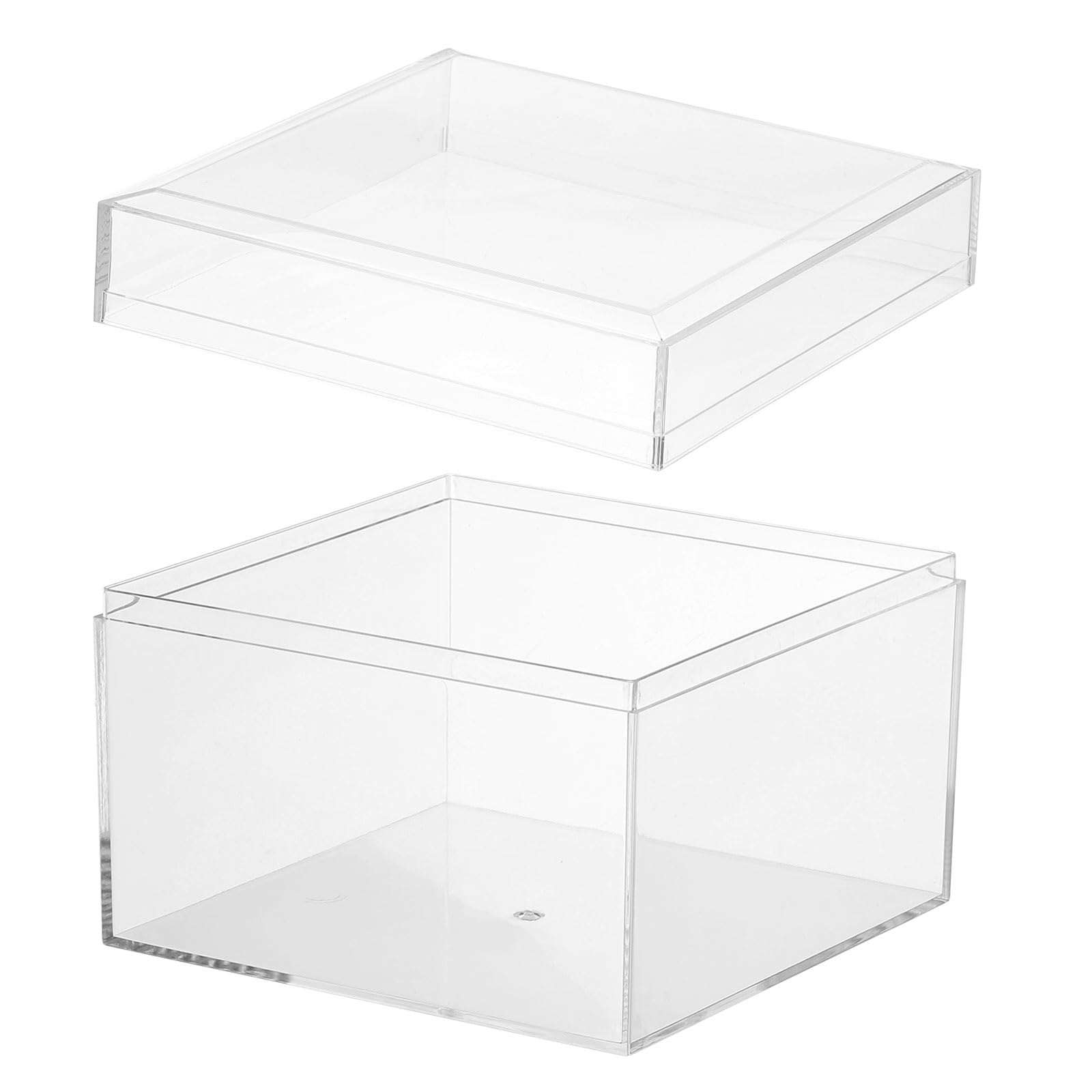 PATIKIL Acrylic Box with Lid 4.72" x 4.72" x 3.54", Clear Acrylic Display Boxes Plastic Square Cube Containers Storage Organizer for Candy Tiny