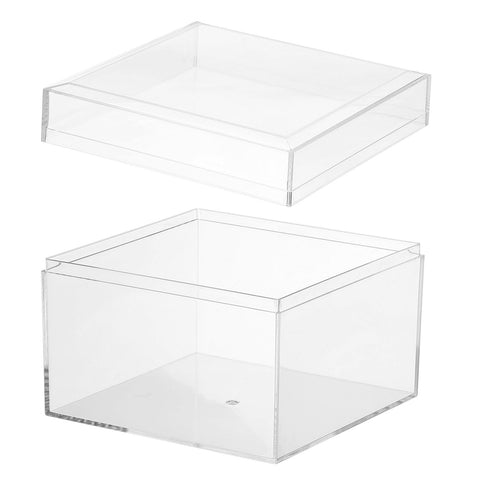 PATIKIL Acrylic Box with Lid 4.72" x 4.72" x 3.54", Clear Acrylic Display Boxes Plastic Square Cube Containers Storage Organizer for Candy Tiny