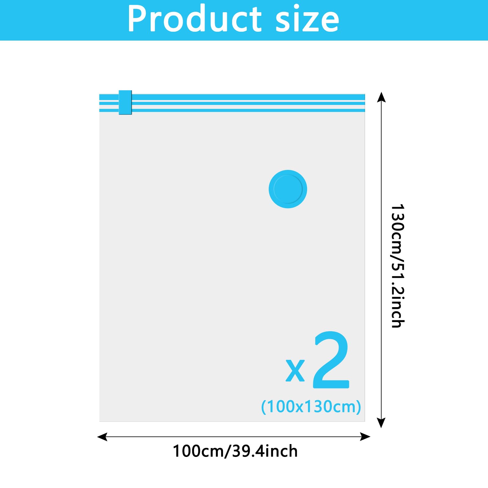 Vacuum Storage Bags - 2 Pack 100X130CM Extra Large Strong Space Saver Compression Bags