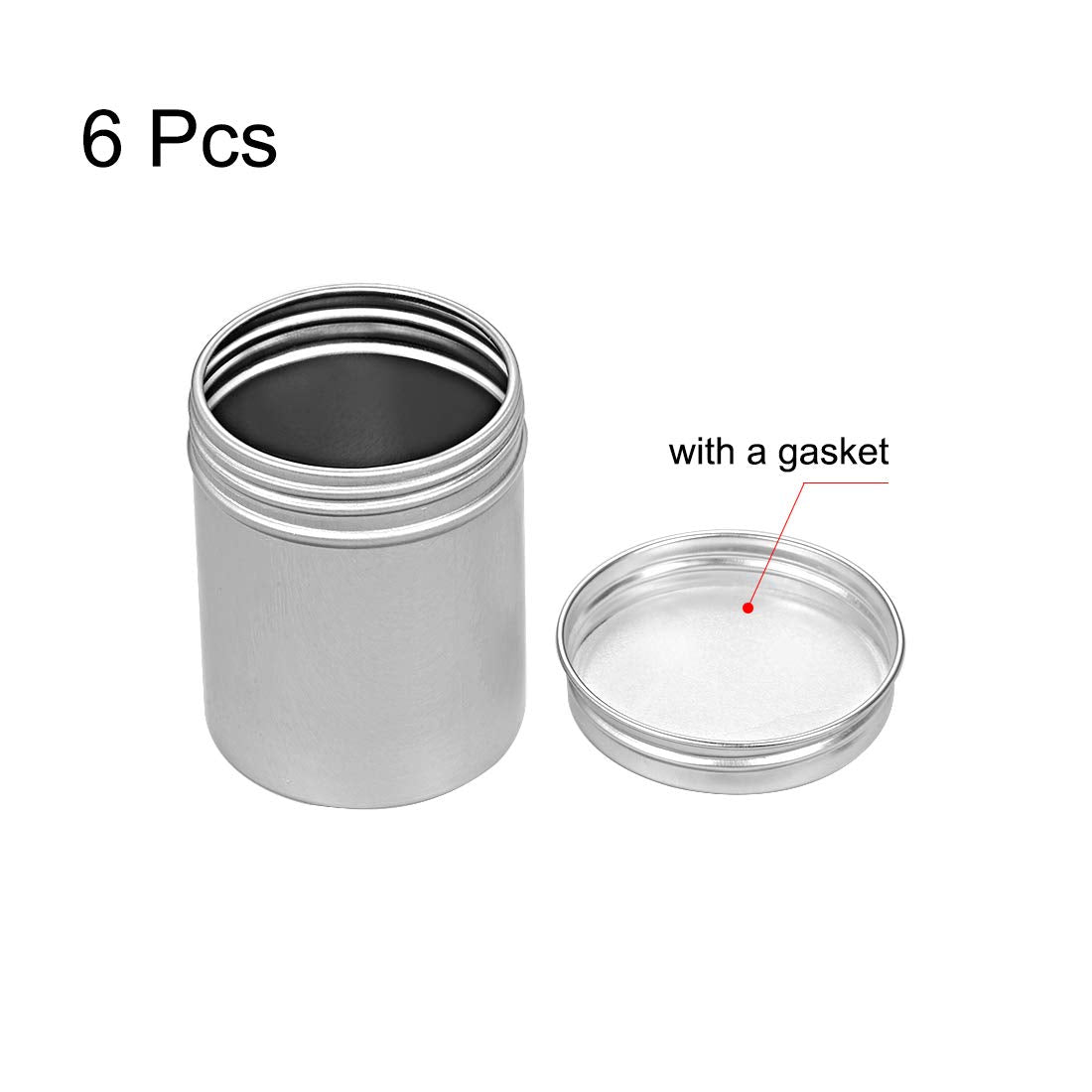 sourcing map 6 Pack 4.4oz Round Aluminum Cans Tin Can Screw Top Metal Lid Containers for Crafts, 130ml