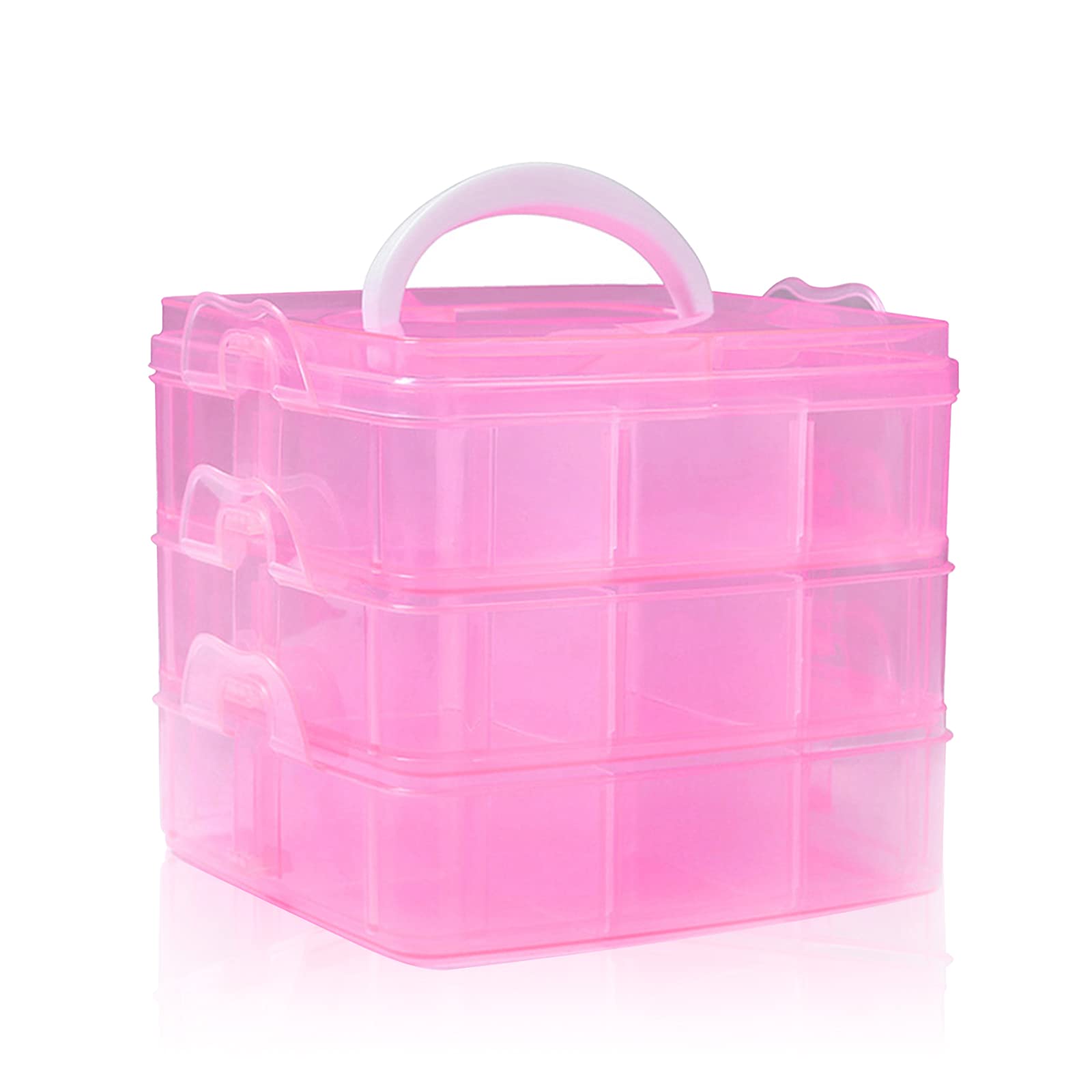 SacJkt Craft Storage Box, Compartments Divider Organizer (Pink)