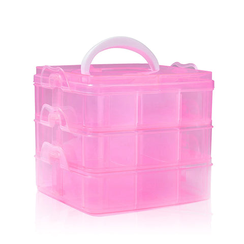 SacJkt Craft Storage Box, Compartments Divider Organizer (Pink)